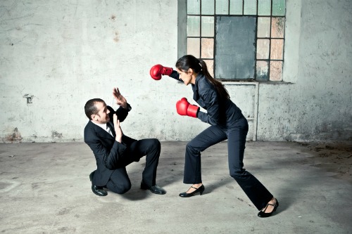 woman man boxing fight